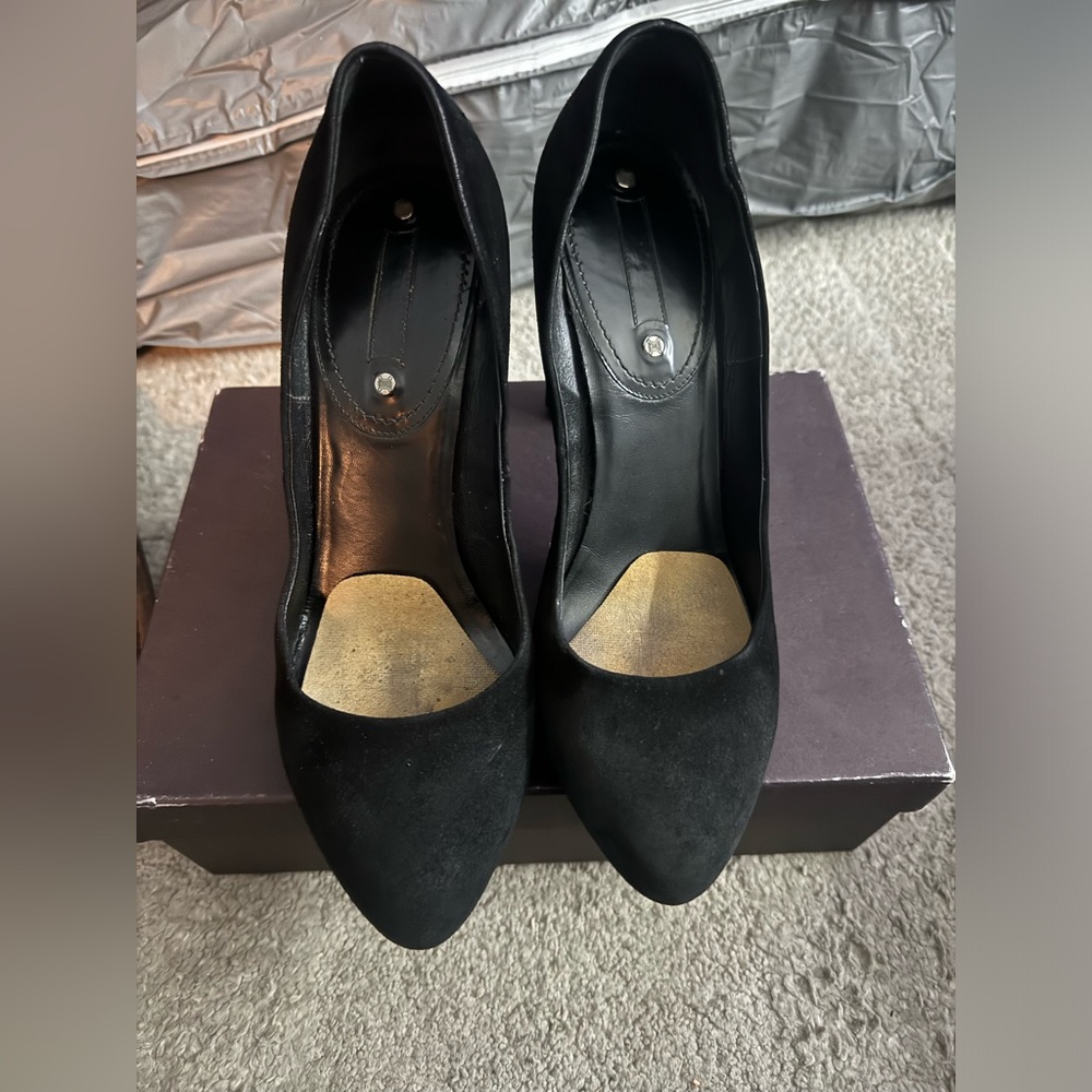 Celine black suede pumps